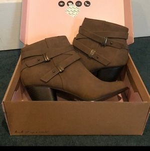 Brown wedge bootie, size 10. NWT! Comes with box!